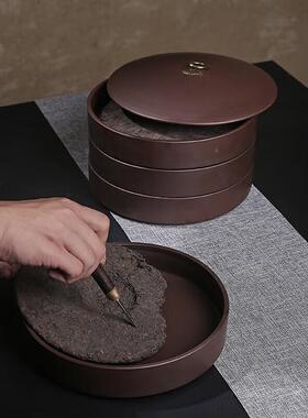 紫砂大号茶饼罐密封醒茶42634储罐茶分层密封陶瓷存家用一斤装存