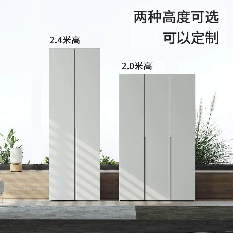 全实木衣柜家用卧室代橡现简约木白色PNQ平开门大衣橱组装儿童小
