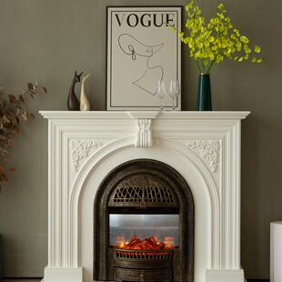 誉成木业/实法式复柜古壁炉木玄关柜火法式壁炉装ALB饰柜一体