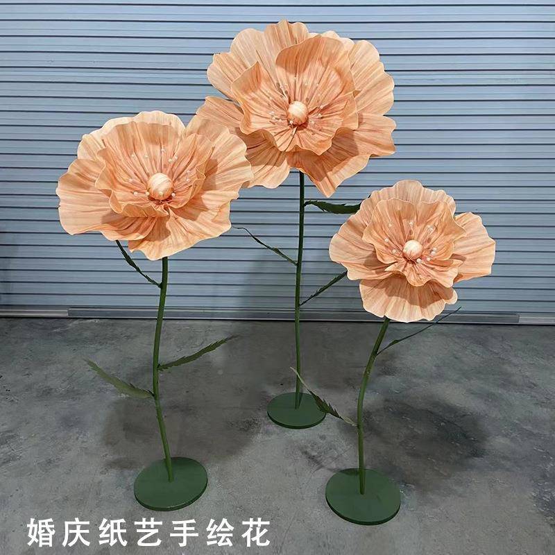 新款婚礼花装饰路引窗UZW装饰婚庆道明具手工泡沫花手绘花网花橱