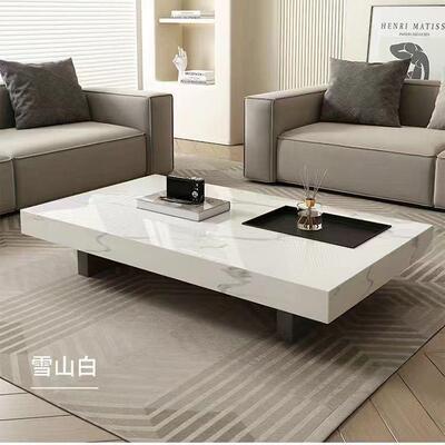 现代简LDN意户式极约简长方形岩客厅家用办公室板茶几小型网红桌