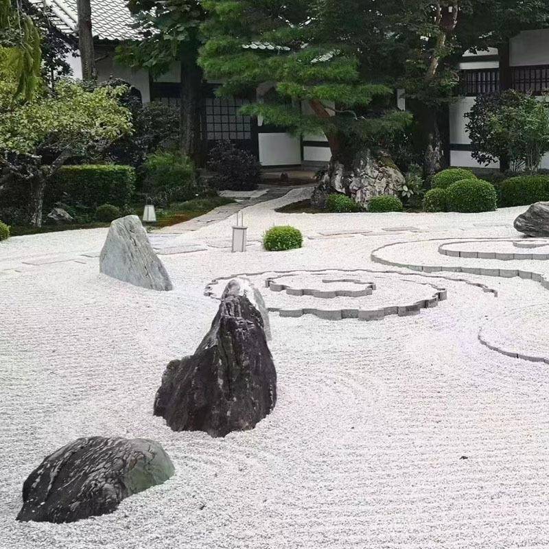白灰色石子黑石色250627砾园林造景深色碎雪花白雨花石花园石铺路