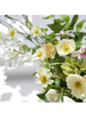 仿真花玫牡18312丹花束花排绢假瑰花花悬婚庆布置装饰壁挂浮道具