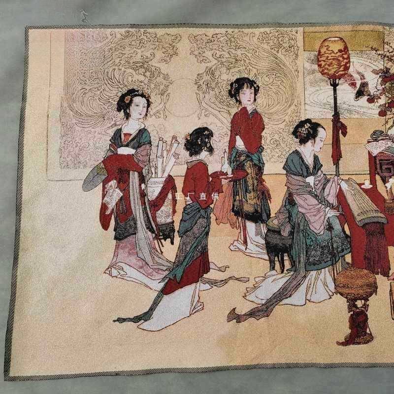 仿装古画名人字画国山水画客办公室饰画丝绸刺绣织锦金SNJ陵十二