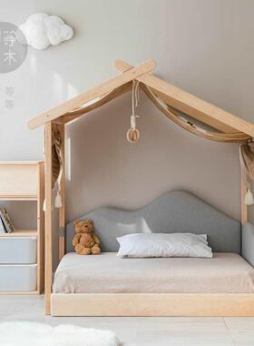 冰儿床枫木木儿童实床伸棍缩NNH床房子男孩女孩儿童房