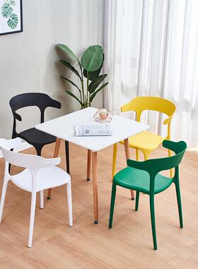 塑凳料餐椅现代简约化妆椅创闲意矮背椅电脑子休角家用靠背椅FUY