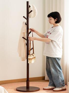 实地木衣帽架衣架落挂QZO衣架挂衣立服的落家用地架卧室式简约架