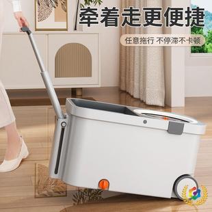 家用旋转式脱拖水拖把968免手把布条毛巾布吸水甩干加人厚拖懒地