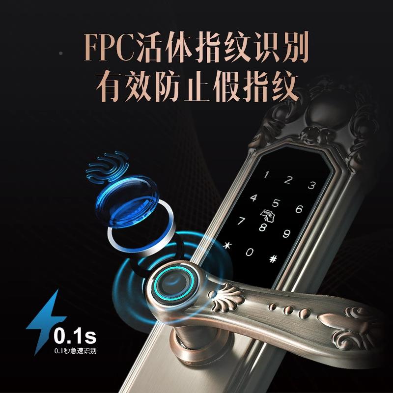 复古别墅指双纹锁欧智能门锁开门密开码锁防盗式门铜门大门一LD-0