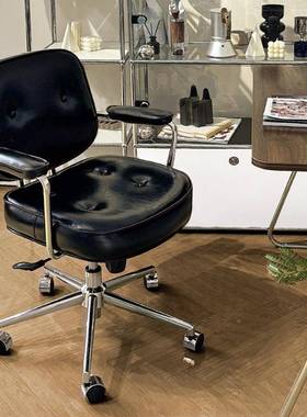 复公古蜡皮女电脑椅卧室久坐书桌椅转椅OGL靠背椅书办椅生中古房