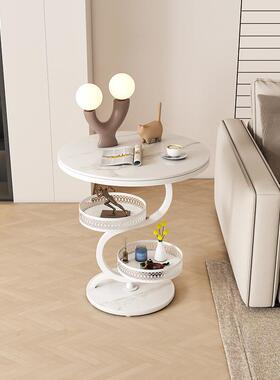 沙发边移轻奢岩板角几OOW客厅创可动小意圆桌酒店民宿小桌几子小