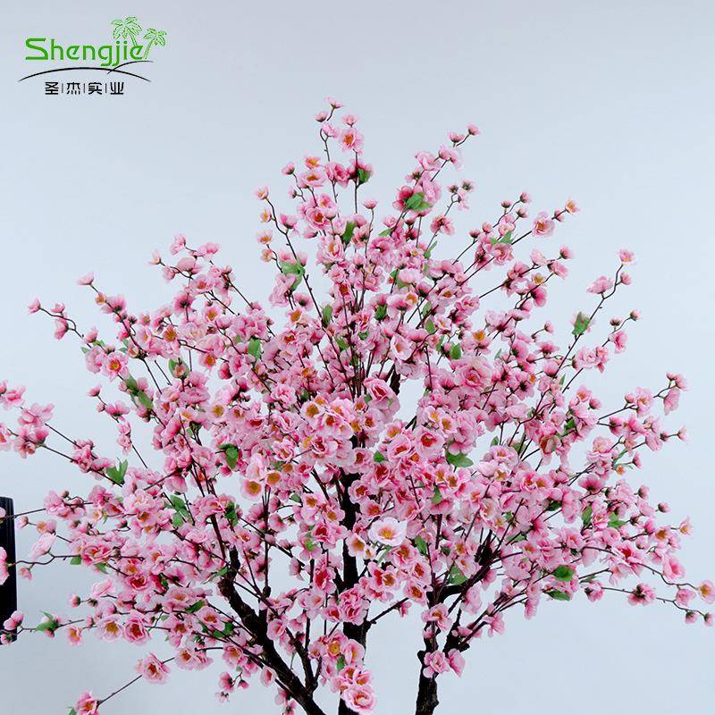 拼仿真伙植物桃花饰c3树落地盆栽绢布假大型客厅婚庆花装绿植仿真