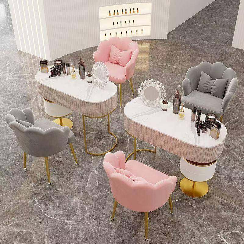 美店专用椅子家甲用卧凳子女生网美红化妆梳妆台95花瓣甲简室约椅