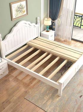 床木双人床1.8型米现代简约美实式经济主卧1米2白色公QEE主1.5欧