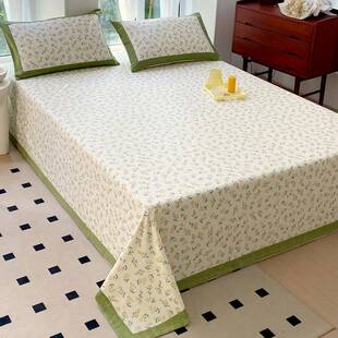 纯棉棉老粗麻布床单单件100全ROW棉碎花单人麻亚宿舍被单枕套件2