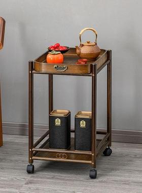 台茶移动茶几茶水桌家用客厅移动边架几中式茶水可带GVW轮小推车