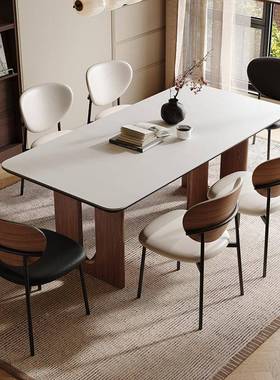 实木岩板NOF餐桌椅20古25新款胡桃色代简约中现风家用户型餐厅小