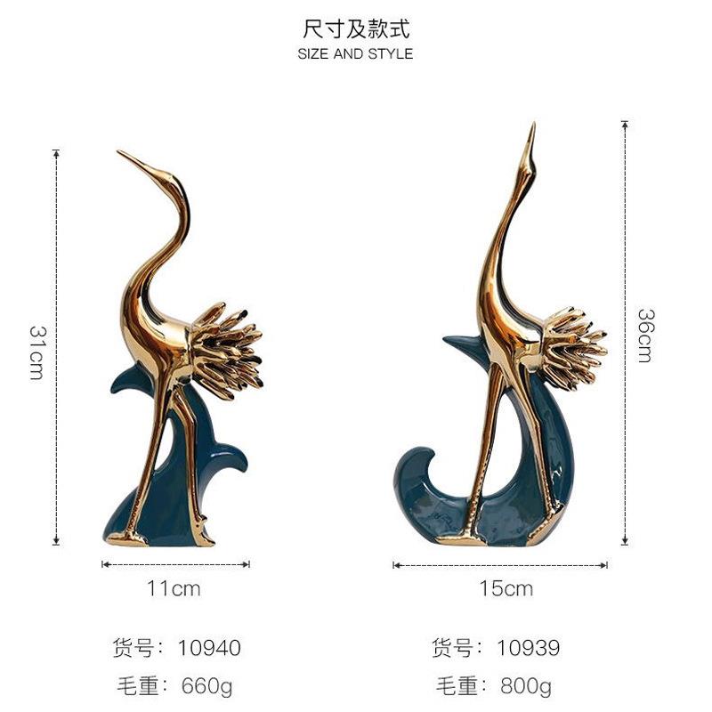 动板物摆件现代仙鹤中式家居装HIP饰品厅客玄关电视柜样新房摆设