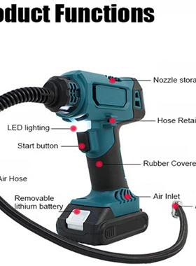 充电轮式气泵能车载直多功户外汽车ASA胎电动打气泵便携式销