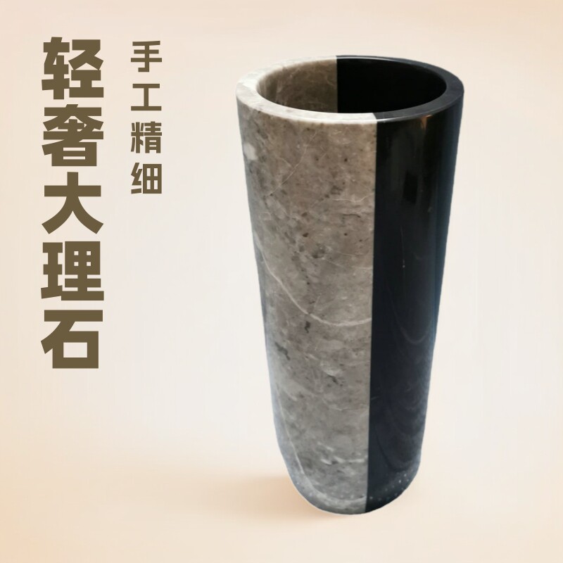 轻奢大理石花器现代简约家居软装饰品样品间展厅插花摆件石料