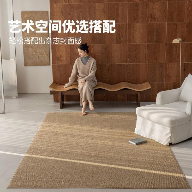闲日式仿剑棉麻地毯客厅防猫抓摄棚亚麻麻布跃茶室IK565543榻榻米