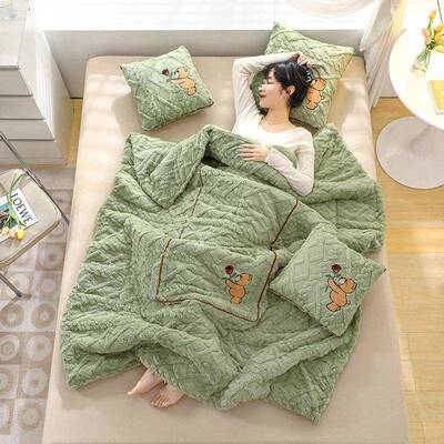 披超厚毯多功能抱枕被子两用毛毯被二合一保车用靠垫刺暖pxx10054