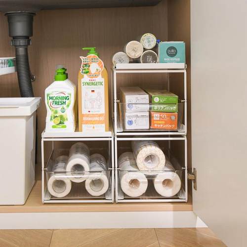 拉式厨内房下水槽置物架橱柜分层清储物盒水TThqgmfz池抽下面洁用