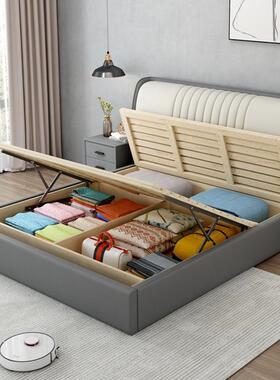 意极简科技布艺床1.8米约1.5米现TJA代简轻床奢双人大皮软式包实