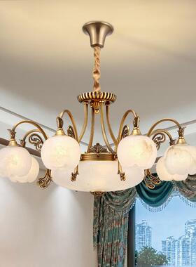 西班牙真云石灯全铜灯欧式餐厅卧56881室全吊铜美式灯厅具豪华客