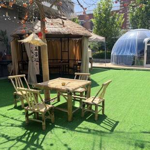 复组古庭院桌竹椅合竹椅子老式ZKE竹桌子户外方桌茶桌几竹茶制品