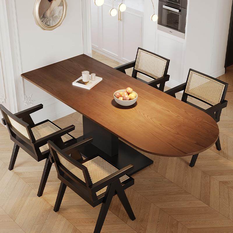 法式木餐桌76937961半椭饭圆实家用中台岛简约带点小设计的桌书桌