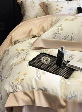 式美园风1DLD00支长绒棉码印花四件套纯棉被套床单田全棉床数上用