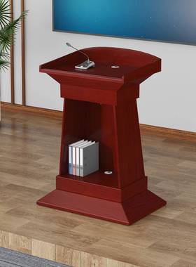 油漆实演讲台中式单学领导XLD-8955教师讲台人酒店迎宾政企接校木