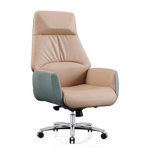 学高背办板椅转椅人工体大班椅可躺公老椅简约商务BNS-590H办公皮