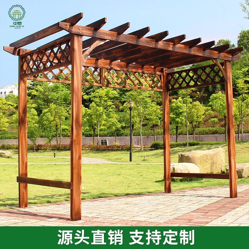 防腐木葡萄架户外庭院家用铁艺花园实木凉亭简易花架定制