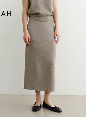 EAAH 韩国品牌 2025秋冬羊毛针织半身裙中长款半身裙针织H型