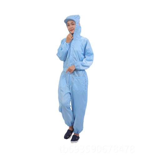 正品防静电连体涂服无服带帽静电衣连体连帽带口袋静电衣防护喷尘