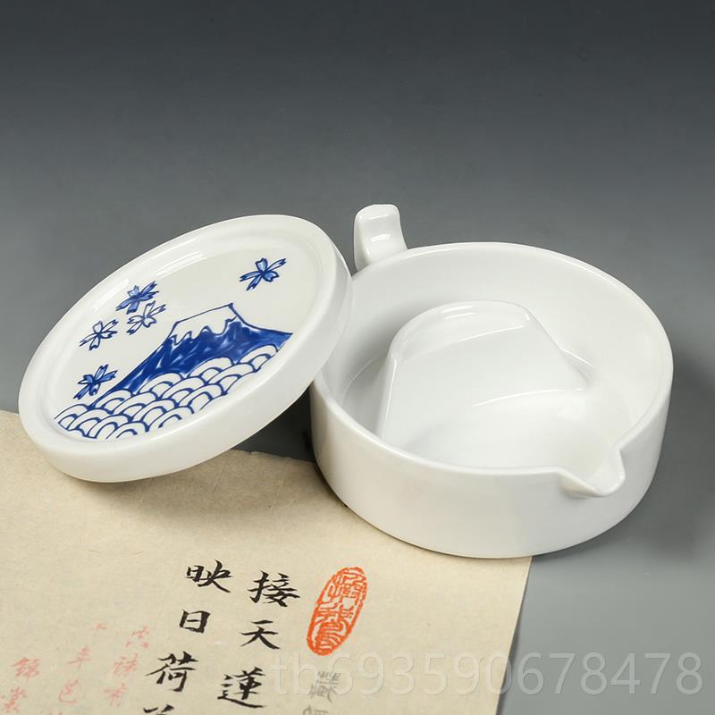 正品功能砚 台多带盖青海花陶瓷简约墨 学生实用文房四宝墨池带盖