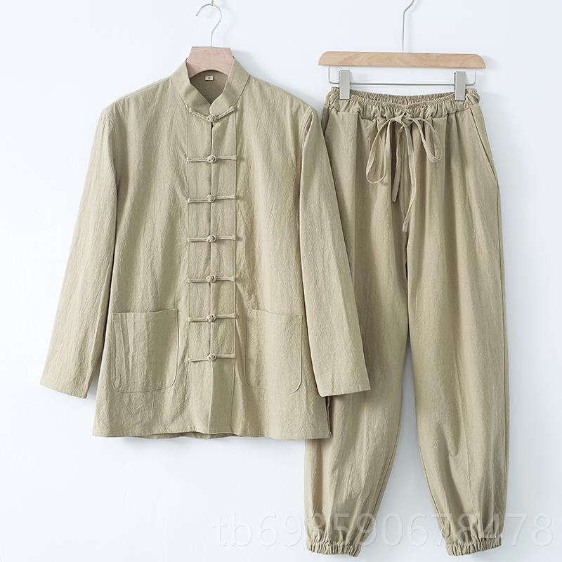 正品中国风棉麻居禅士服服装茶服套装中式坐复古男佛系古风打唐装