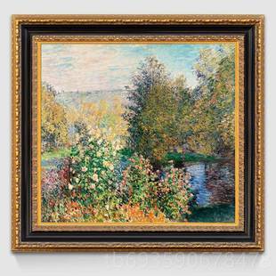 式 美式 客厅背景风墙装 饰 正品 画餐厅欧双联版 郊外春色莫奈景油画