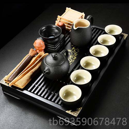 正品旧望格黑陶西施茶具套装杯陶用功夫茶壶茶瓷盖碗实木竹家茶盘