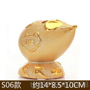 正品020年生肖鼠年摆2件存钱筒钱陶瓷金大号金猴子金鼠狗金鸡金龙