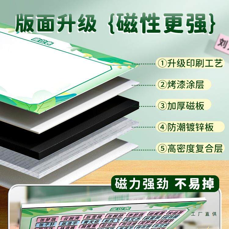 定 658制班级磁座位性表台式中小生磁学吸座位牌移可动姓名贴磁铁