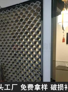 古装饰立瓦背景墙花隔建断墙装饰立瓦铺地立瓦镂DVY空拼半圆青瓦