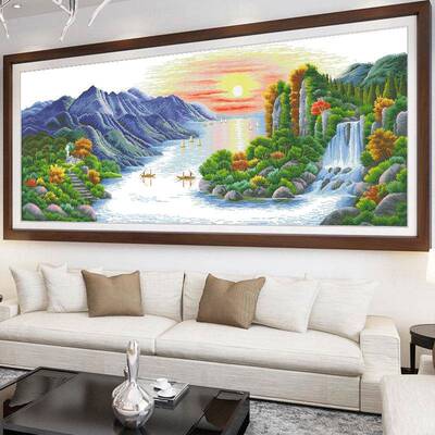 十绣2020新幅款5158线绣千里江山字流水生财大景客风厅家用手工自