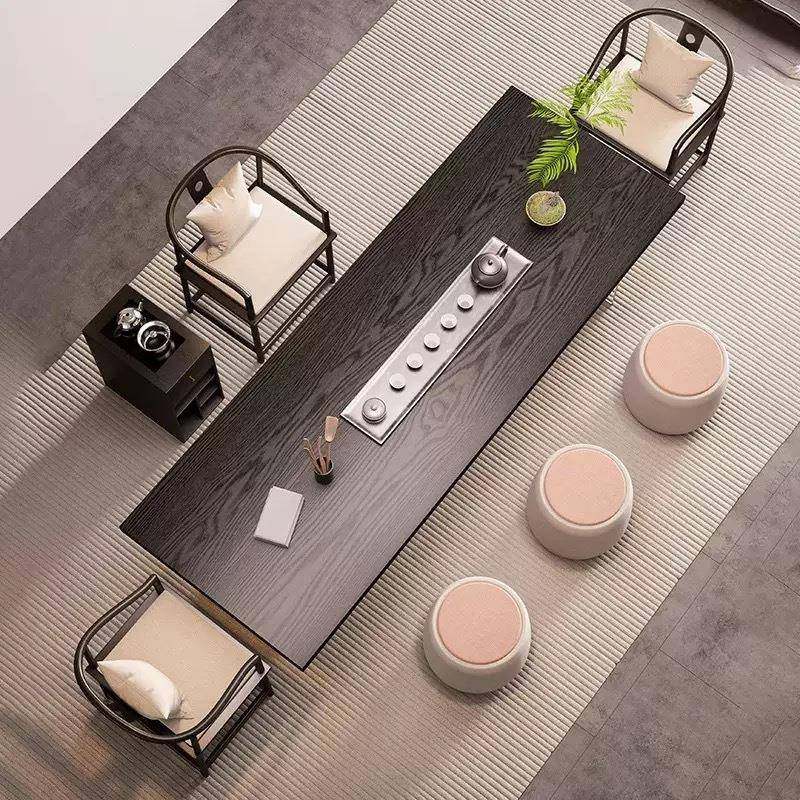 新中式实木大板茶桌椅组茶合用客家厅黑公色泡茶台司接待LBU室茶,商业/办公家具,茶台/茶桌,淘宝优惠券,粉丝福利购,淘宝优惠卷