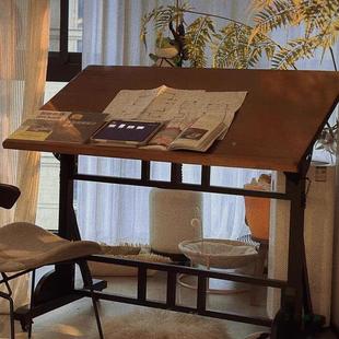 术桌绘桌设计工作台实木设师计书桌581绘图美桌子制图桌画画架画