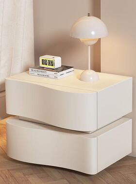 波浪边款悬浮小型超柜窄收纳柜奶油MB01风床头柜现简代约家用卧室