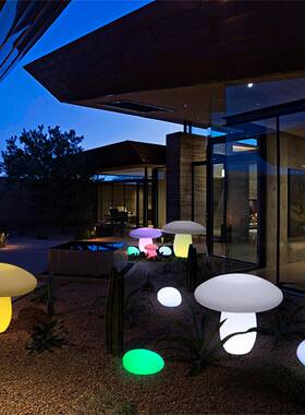 ld发e光院蘑灯户外防菇水太阳能庭草坪装饰创79445意公园观景地插