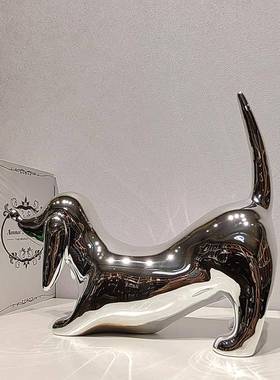 奢创意杜宾犬轻树脂摆柜件家居客视厅电柜装饰品简约现代HDI酒工